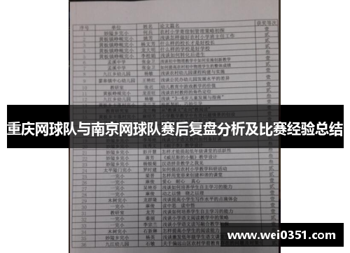 重庆网球队与南京网球队赛后复盘分析及比赛经验总结